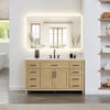 Custom image for Whitewashed Oak with Matte Black Trim / Carrara Cultured Marble / No Mirror