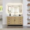 Custom image for Whitewashed Oak with Matte Black Trim / White Cultured Marble / No Mirror