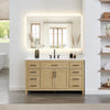 Custom image for Whitewashed Oak with Matte Black Trim / White Quartz / No Mirror