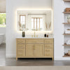 Custom image for Whitewashed Oak with Brushed Gold Trim / Carrara Cultured Marble / No Mirror