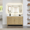 Custom image for Whitewashed Oak with Brushed Gold Trim / White Quartz / No Mirror