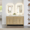 Custom image for Whitewashed Oak with Brushed Gold Trim / Carrara Cultured Marble / No Mirror