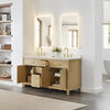 Custom image for Whitewashed Oak with Brushed Gold Trim / White Cultured Marble / No Mirror