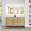 Custom image for Whitewashed Oak with Brushed Gold Trim / Carrara Cultured Marble / No Mirror
