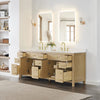 Custom image for Whitewashed Oak with Brushed Gold Trim / Carrara Cultured Marble / No Mirror