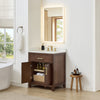 Custom image for Dark Walnut with Brushed Gold Trim / Giotto Quartz / No Mirror