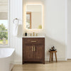 Custom image for Dark Walnut with Brushed Gold Trim / Giotto Quartz / No Mirror
