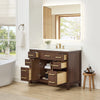 Custom image for Dark Walnut with Brushed Gold Trim / White Quartz / No Mirror