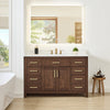 Custom image for Dark Walnut with Brushed Gold Trim / White Quartz / No Mirror