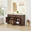 Custom image for Dark Walnut with Brushed Gold Trim / Carrara Cultured Marble / No Mirror
