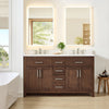 Custom image for Dark Walnut with Brushed Nickel Trim / White Cultured Marble / No Mirror