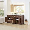 Custom image for Dark Walnut with Brushed Gold Trim / Carrara Cultured Marble / No Mirror