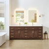 Custom image for Dark Walnut with Brushed Gold Trim / White Cultured Marble / No Mirror