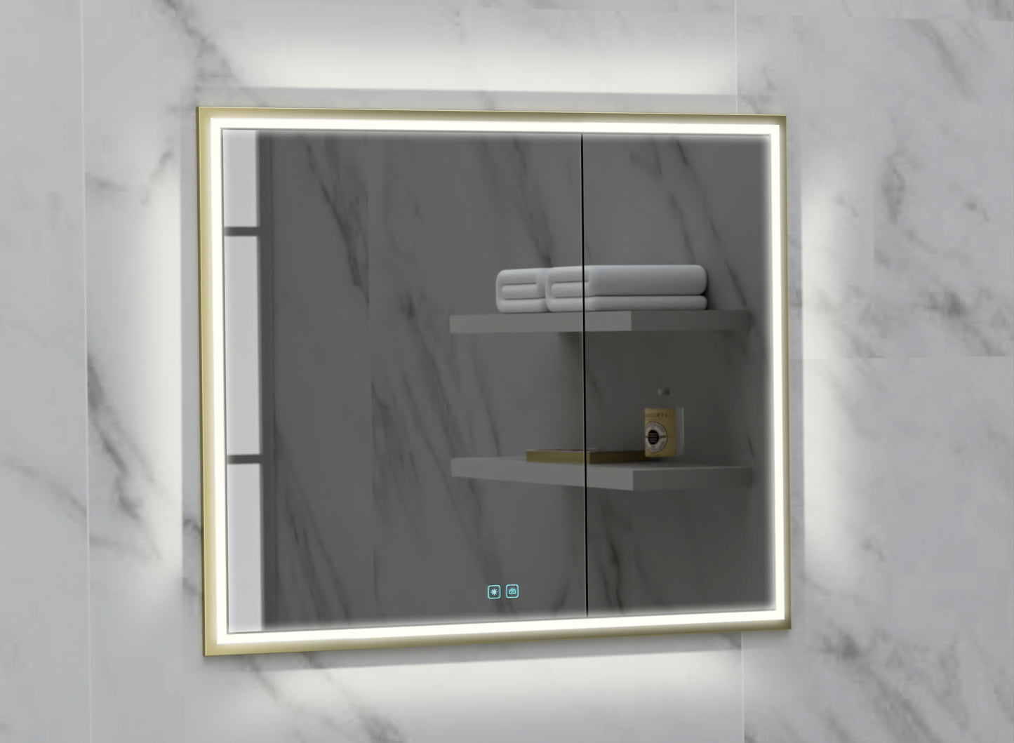Illusion Lighted Mirrored Cabinet, Recessed Mount, 2700/3000/4000K Temperature, Deffoger, Dimmable, Three-direction Light Diffuser