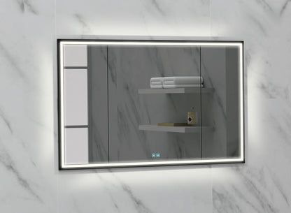 Illusion Lighted Mirrored Cabinet, Recessed Mount, 2700/3000/4000K Temperature, Deffoger, Dimmable, Three-direction Light Diffuser