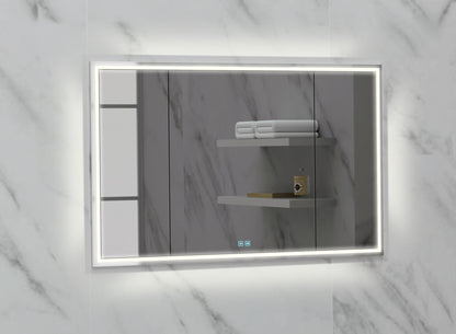 Illusion Lighted Mirrored Cabinet, Recessed Mount, 2700/3000/4000K Temperature, Deffoger, Dimmable, Three-direction Light Diffuser