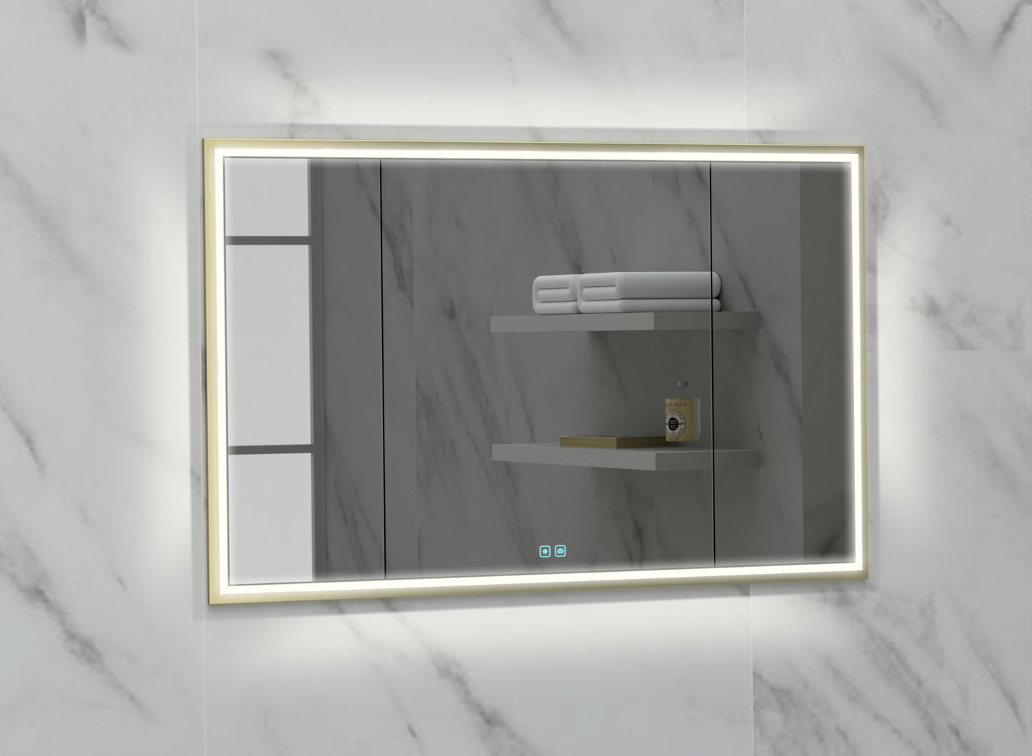 Illusion Lighted Mirrored Cabinet, Recessed Mount, 2700/3000/4000K Temperature, Deffoger, Dimmable, Three-direction Light Diffuser