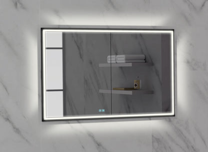 Illusion Lighted Mirrored Cabinet, Recessed Mount, 2700/3000/4000K Temperature, Deffoger, Dimmable, Three-direction Light Diffuser