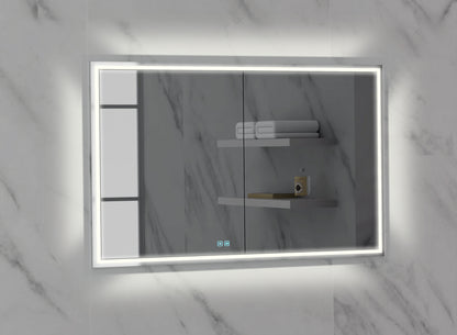 Illusion Lighted Mirrored Cabinet, Recessed Mount, 2700/3000/4000K Temperature, Deffoger, Dimmable, Three-direction Light Diffuser