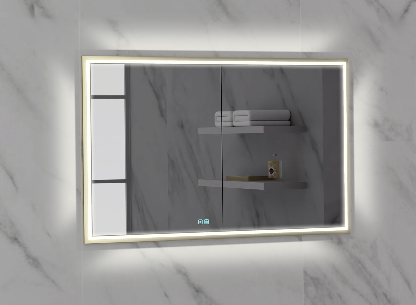 Illusion Lighted Mirrored Cabinet, Recessed Mount, 2700/3000/4000K Temperature, Deffoger, Dimmable, Three-direction Light Diffuser