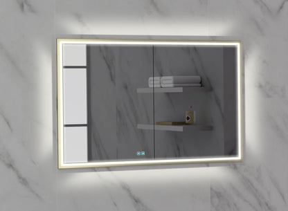 Illusion Lighted Mirrored Cabinet, Recessed Mount, 2700/3000/4000K Temperature, Deffoger, Dimmable, Three-direction Light Diffuser