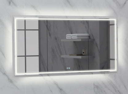 Illusion Lighted Mirrored Cabinet, Recessed Mount, 2700/3000/4000K Temperature, Deffoger, Dimmable, Three-direction Light Diffuser
