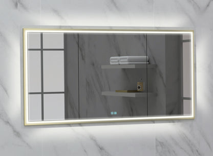 Illusion Lighted Mirrored Cabinet, Recessed Mount, 2700/3000/4000K Temperature, Deffoger, Dimmable, Three-direction Light Diffuser