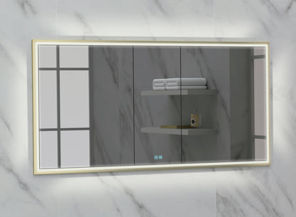 Illusion Lighted Mirrored Cabinet, Recessed Mount, 2700/3000/4000K Temperature, Deffoger, Dimmable, Three-direction Light Diffuser