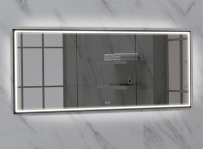 Illusion Lighted Mirrored Cabinet, Recessed Mount, 2700/3000/4000K Temperature, Deffoger, Dimmable, Three-direction Light Diffuser