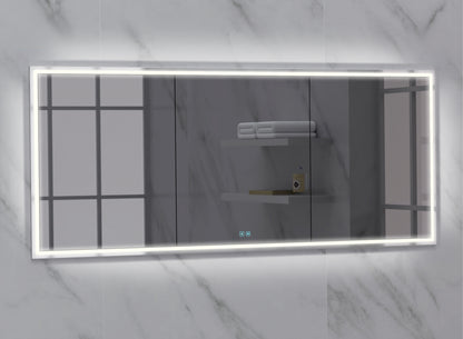 Illusion Lighted Mirrored Cabinet, Recessed Mount, 2700/3000/4000K Temperature, Deffoger, Dimmable, Three-direction Light Diffuser