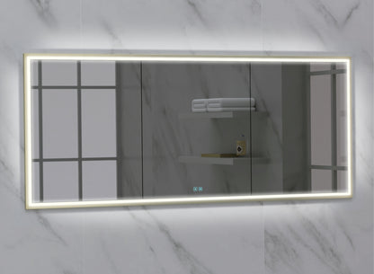 Illusion Lighted Mirrored Cabinet, Recessed Mount, 2700/3000/4000K Temperature, Deffoger, Dimmable, Three-direction Light Diffuser