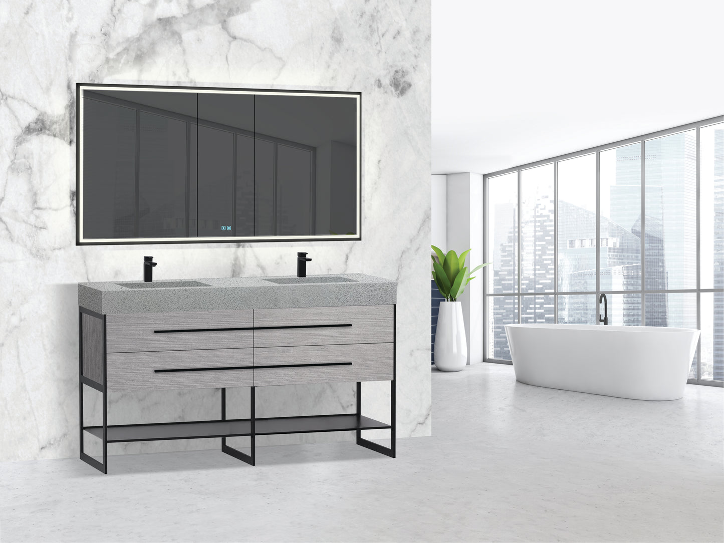 Madeli Silhouette 60D" Free standing Vanity Ash Grey