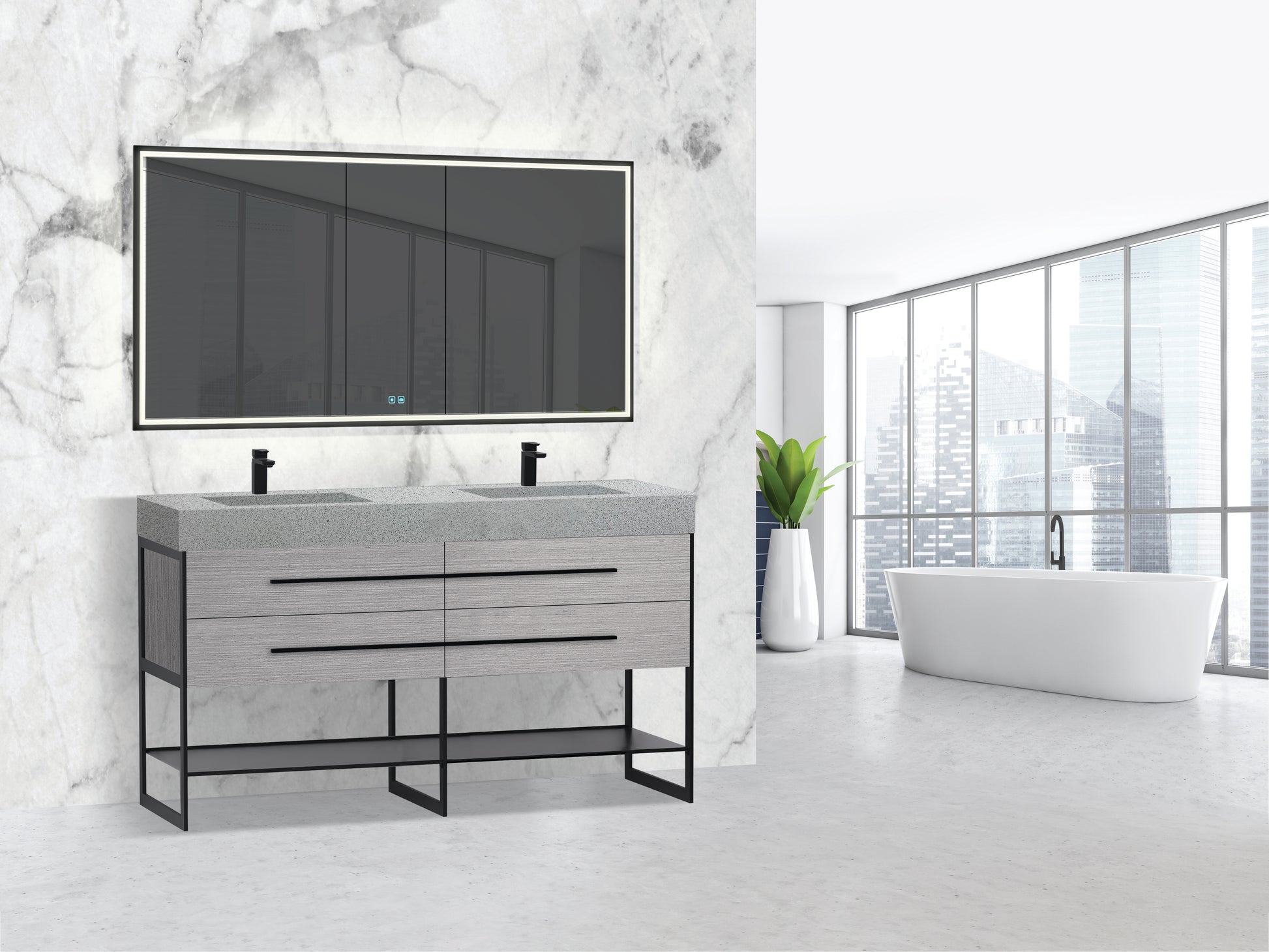 Madeli Silhouette 60D" Free standing Vanity Ash Grey