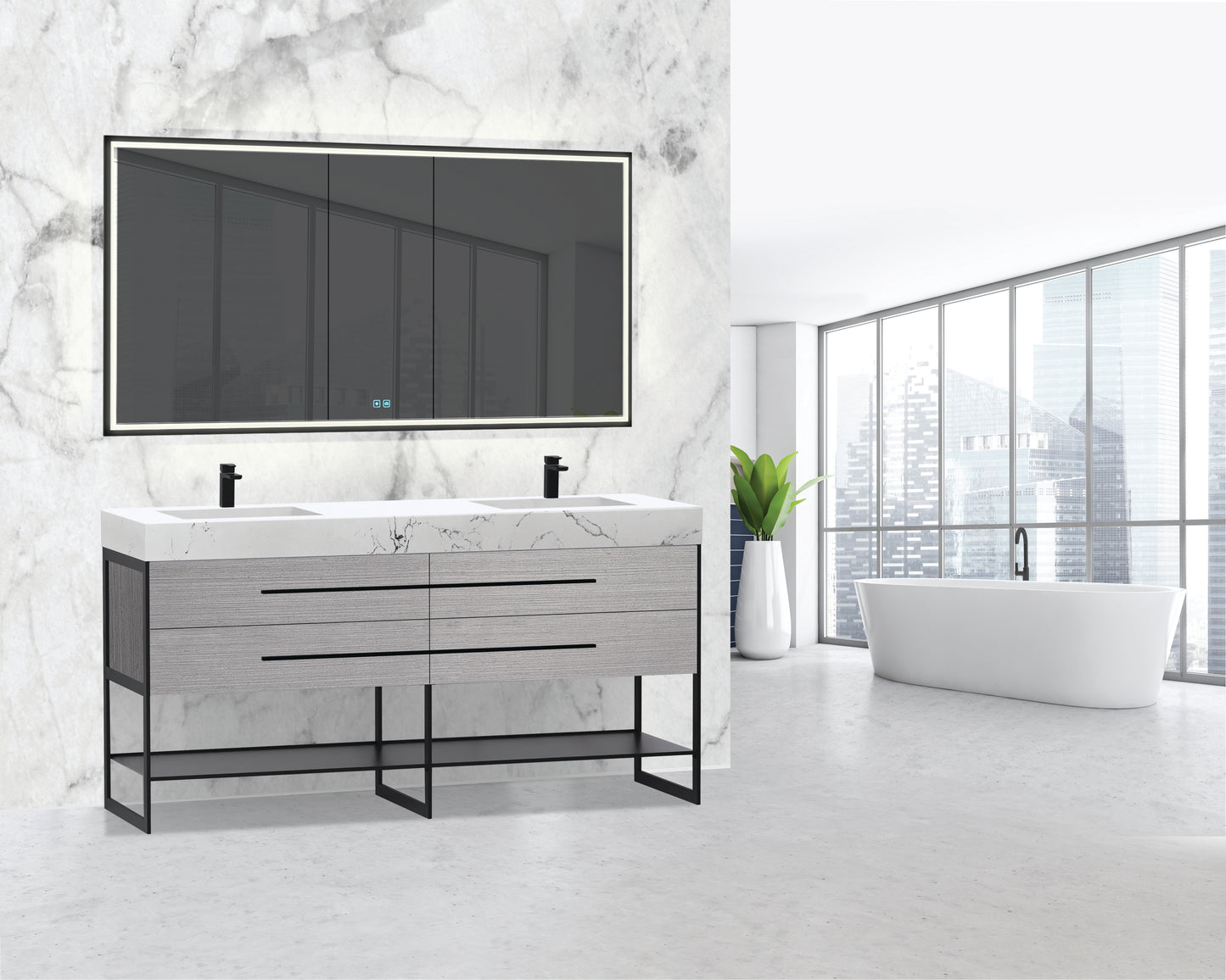 Madeli Silhouette 72" Free standing Vanity Ash Grey