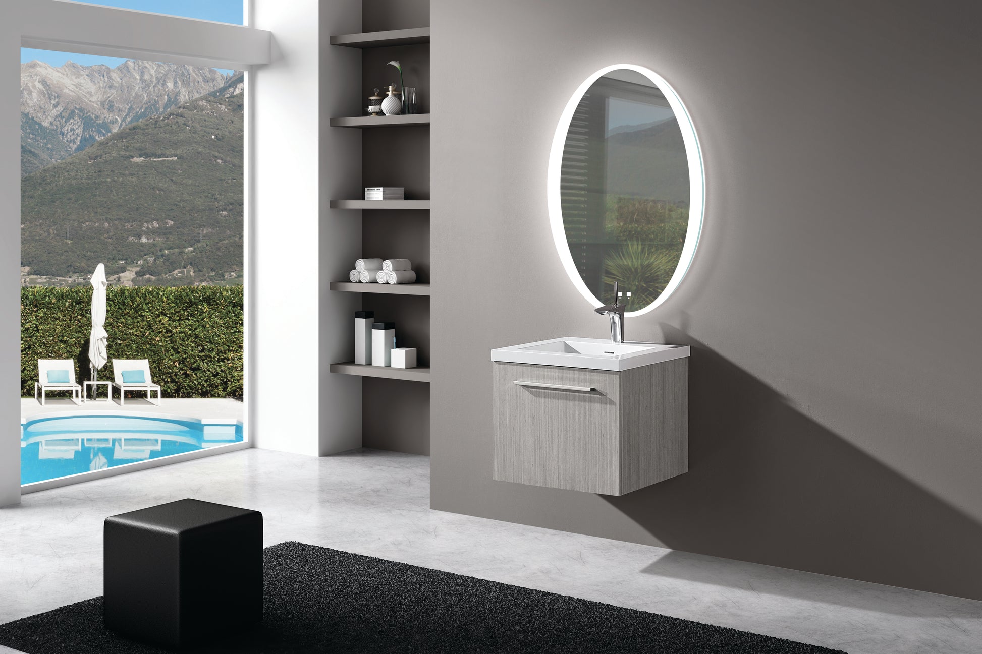 Twilight III Lighted Slique Mirror, 21 x 32" x 7/8", Oval, 2700/3000/4000k Temperature, Deffoger, Dimmable