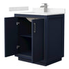Custom image for Dark Blue with Brushed Nickel Trim / Carrara Cultured Marble / No Mirror