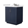 Custom image for Dark Blue with Brushed Nickel Trim / White Cultured Marble / No Mirror