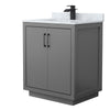 Custom image for Dark Gray with Matte Black Trim / White Carrara Marble / No Mirror