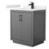 Custom image for Dark Gray with Matte Black Trim / White Cultured Marble / No Mirror