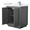 Custom image for Dark Gray with Brushed Nickel Trim / White Cultured Marble / No Mirror