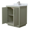 Custom image for Light Green with Brushed Nickel Trim / White Carrara Marble / No Mirror