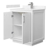 Custom image for White with Brushed Nickel Trim / Carrara Cultured Marble / No Mirror