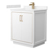 Custom image for White with Satin Bronze Trim / Carrara Cultured Marble / No Mirror