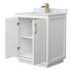 Custom image for White with Satin Bronze Trim / White Carrara Marble / No Mirror