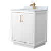 Custom image for White with Satin Bronze Trim / White Carrara Marble / No Mirror
