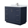 Custom image for Dark Blue with Brushed Nickel Trim / White Carrara Marble / No Mirror