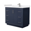 Custom image for Dark Blue with Brushed Nickel Trim / White Cultured Marble / No Mirror