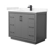 Custom image for Dark Gray with Matte Black Trim / Carrara Cultured Marble / No Mirror