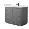 Custom image for Dark Gray with Matte Black Trim / White Cultured Marble / No Mirror
