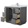 Custom image for Dark Gray with Brushed Nickel Trim / White Carrara Marble / No Mirror